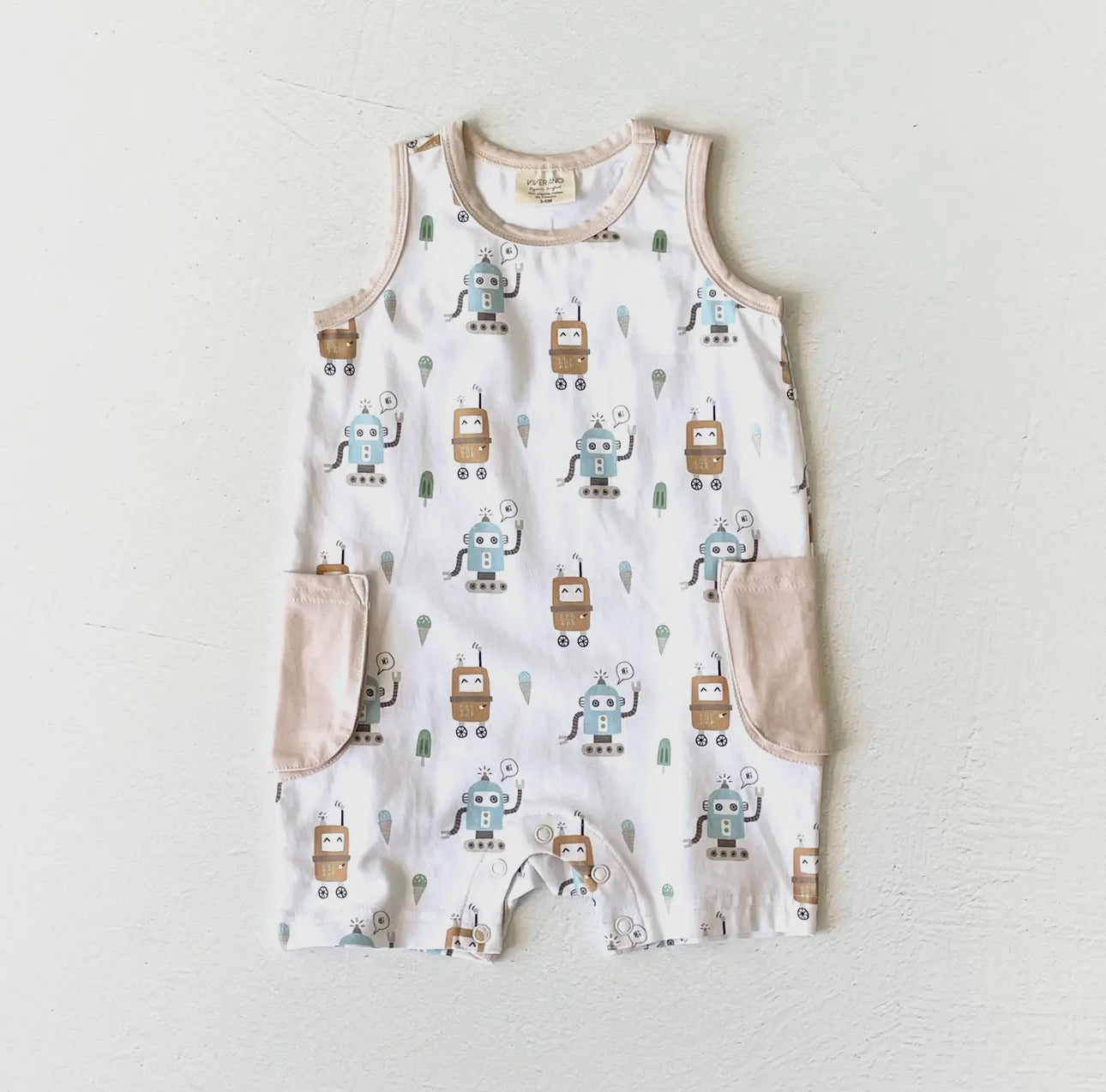 Ice Cream Robots Sleeveless Shortie Baby
Romper (Organic)