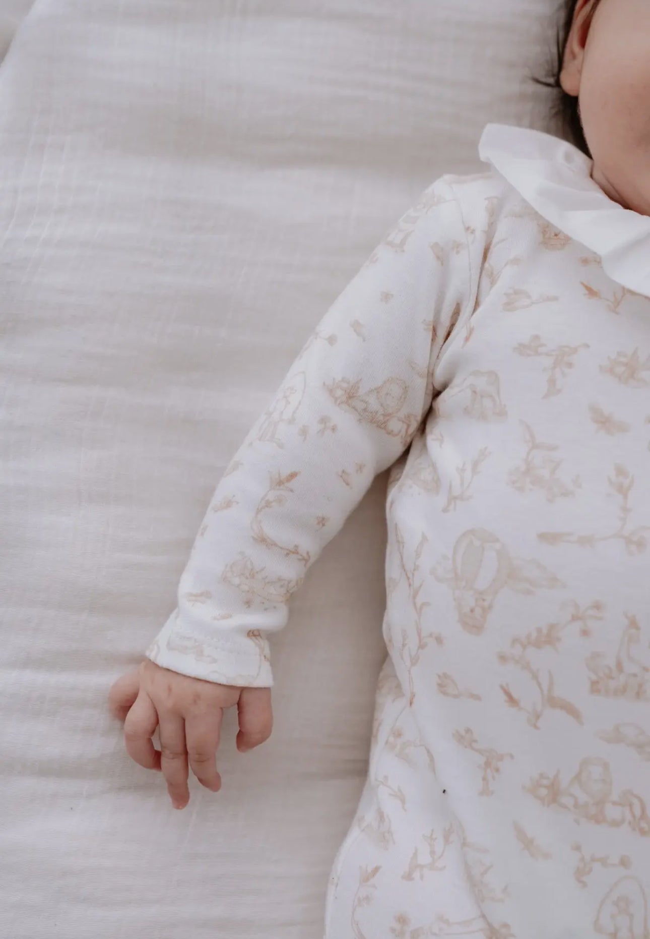 Baby Footed Onesie - Toile De Jouy/Beige