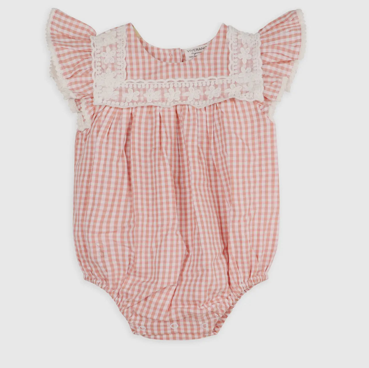 Sofia Gingham Bubble Baby Romper (Organic Cotton)