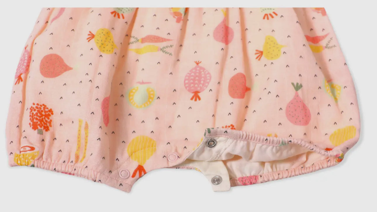 Veggie Ruffle & Flutter Baby Short
Romper (Organic Muslin)