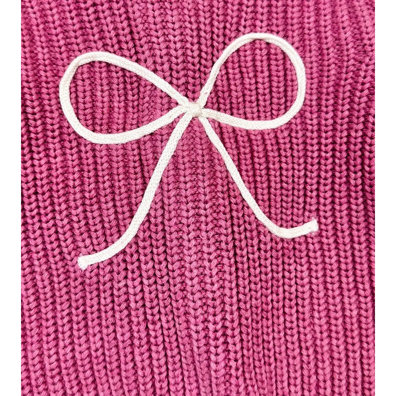 Bow Embroidered Chunky Knit Slouchy Baby Cardigan Sweater