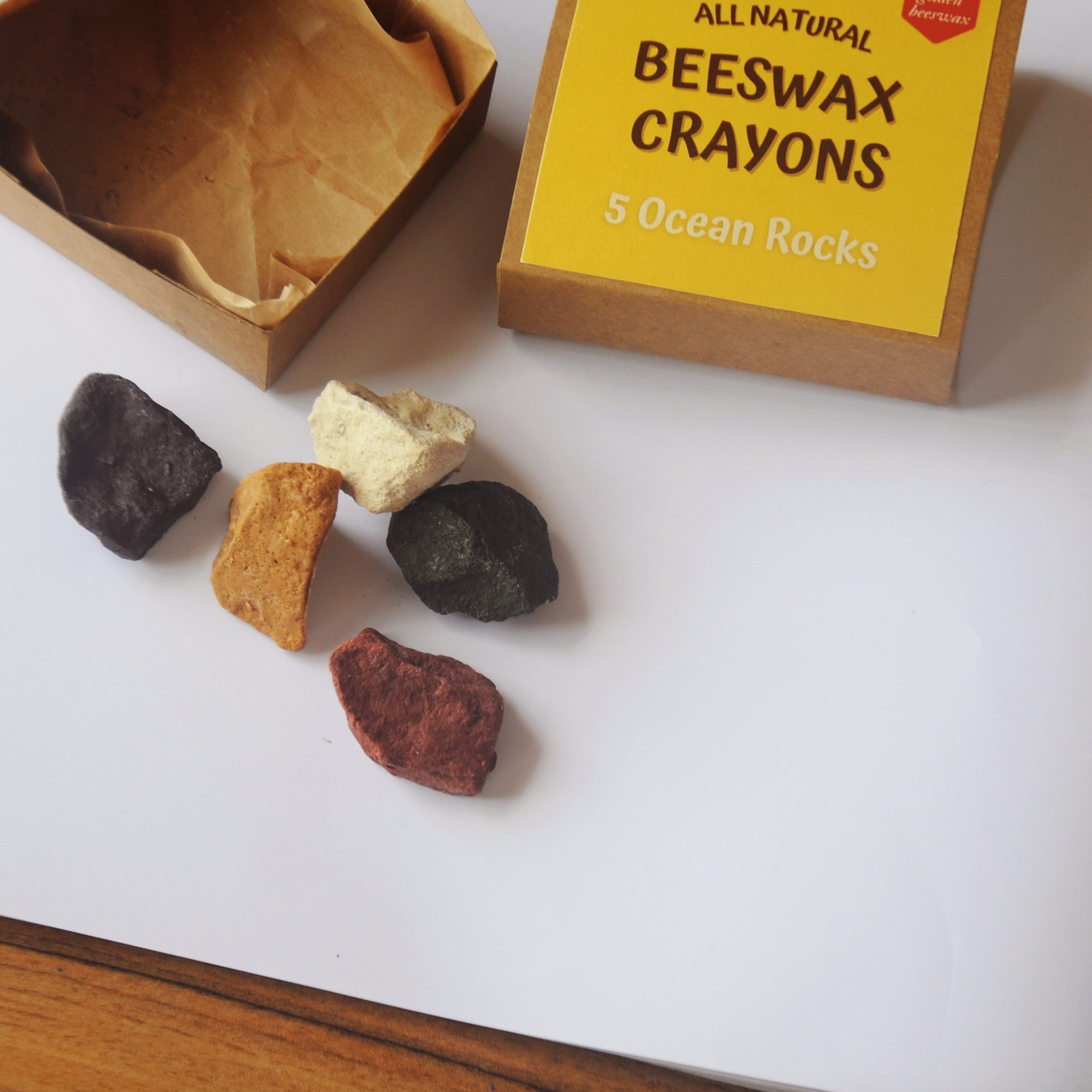 All Natural Textured Beeswax Ocean Rock Crayons | Set of 5