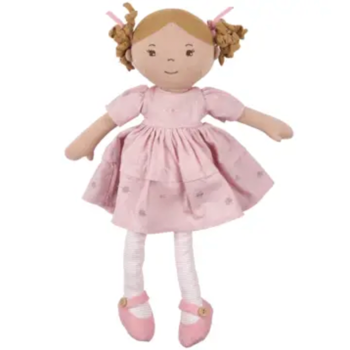 Amelia Lt. Brown Hair Doll in Pink Linen Dress W/Display Box