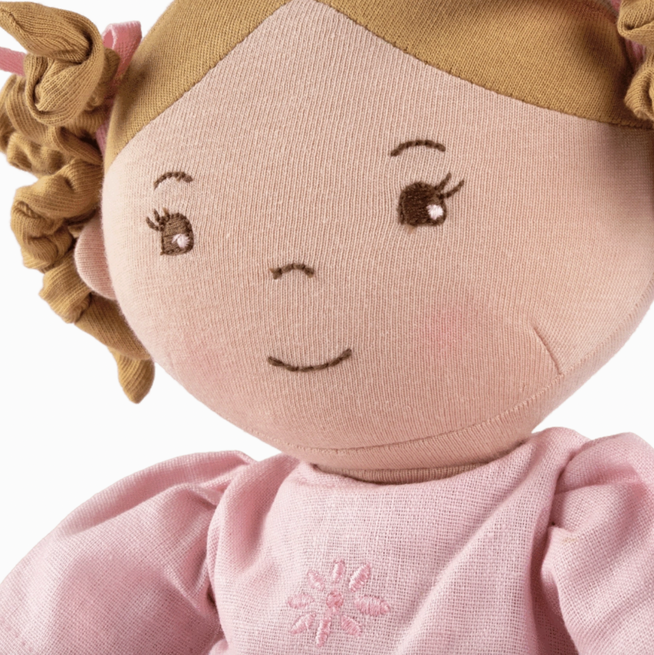 Amelia Lt. Brown Hair Doll in Pink Linen Dress W/Display Box