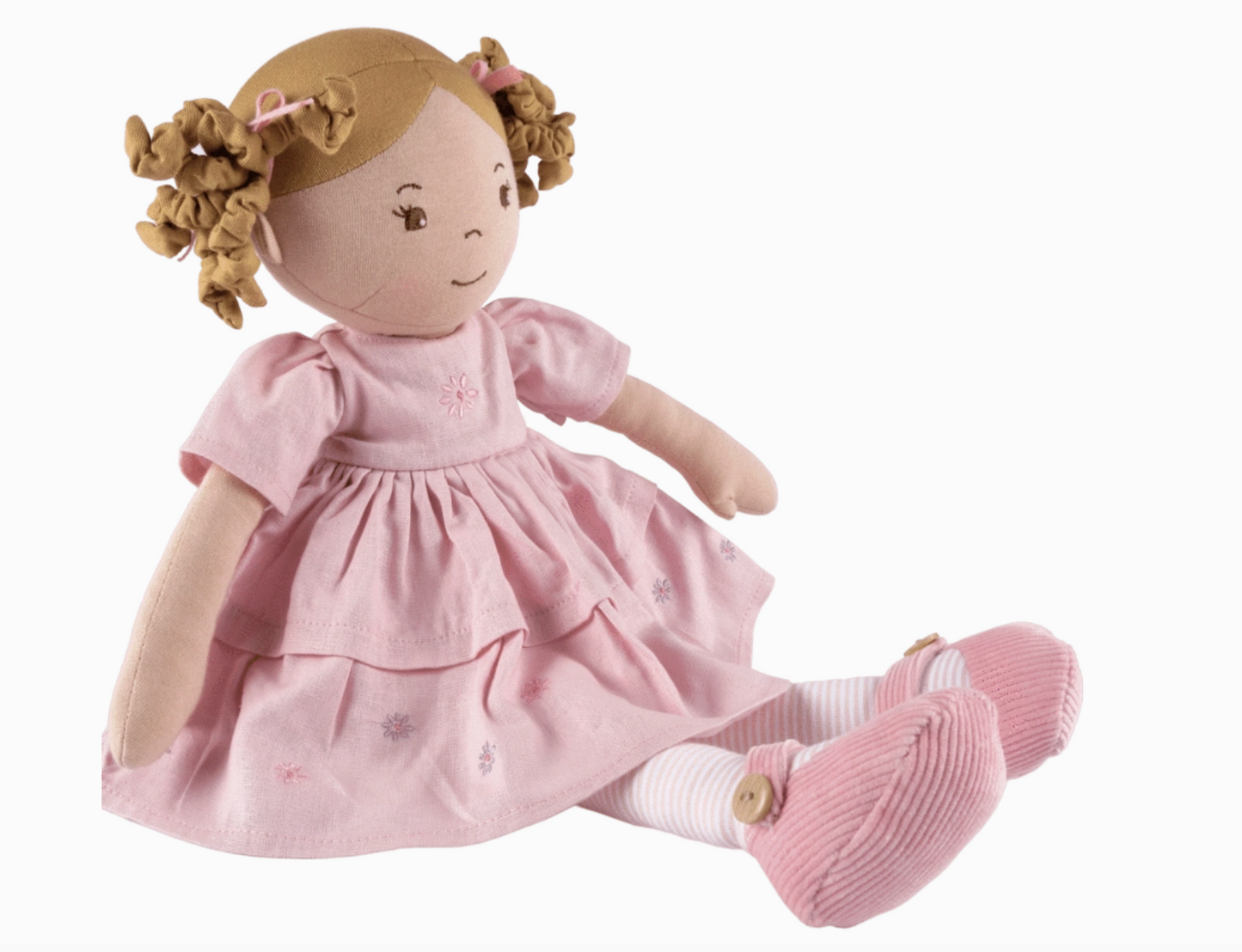 Amelia Lt. Brown Hair Doll in Pink Linen Dress W/Display Box