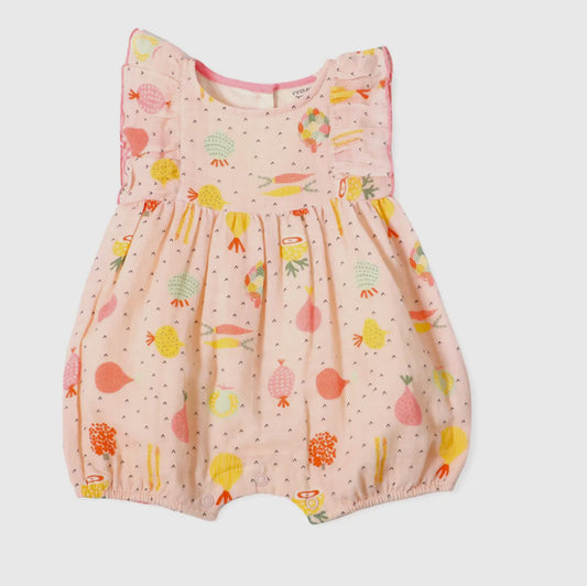 Veggie Ruffle & Flutter Baby Short
Romper (Organic Muslin)