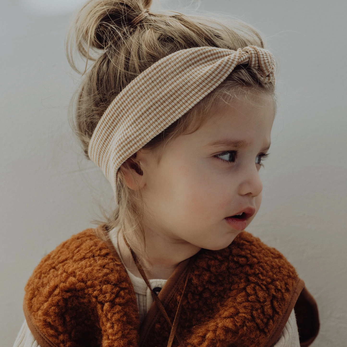 Wool Rib Knotted Headband - Fawn Stripe