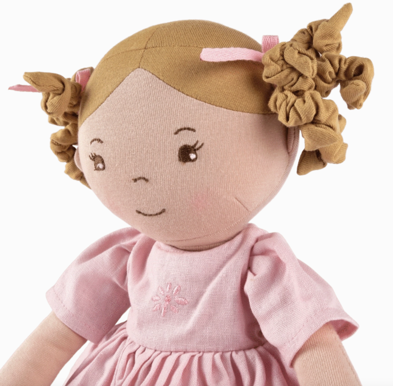 Amelia Lt. Brown Hair Doll in Pink Linen Dress W/Display Box