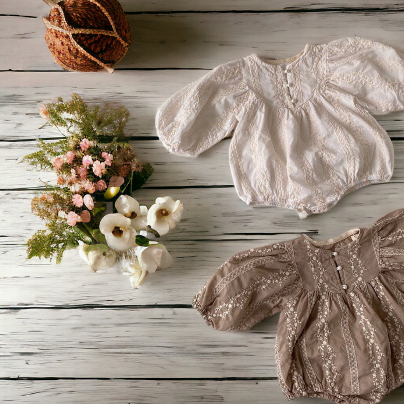 Annie & Charles® Organic Cotton Bodysuit with Embroidery