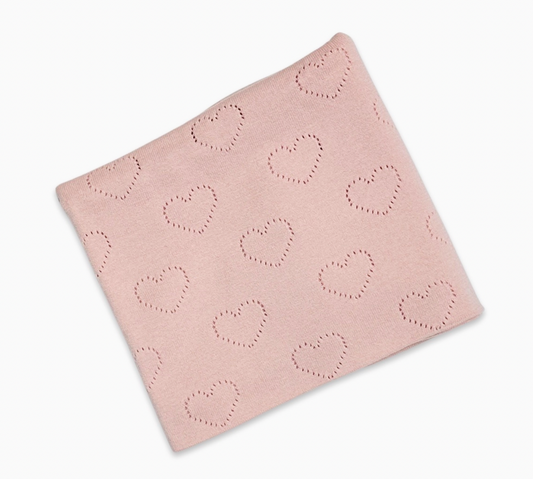 Love Hearts - Organic Cotton Pointelle Knit Baby Blanket