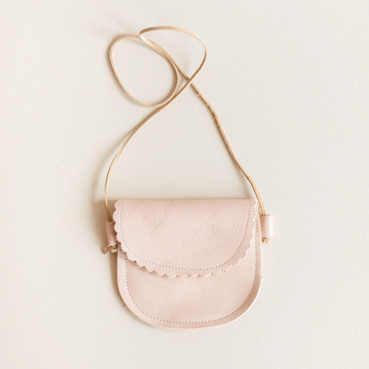 Toddler Scalloped Leather Purse in Blush
